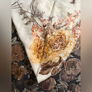 Satin Silk Floral White Cream Scarf Bandana from Thailand